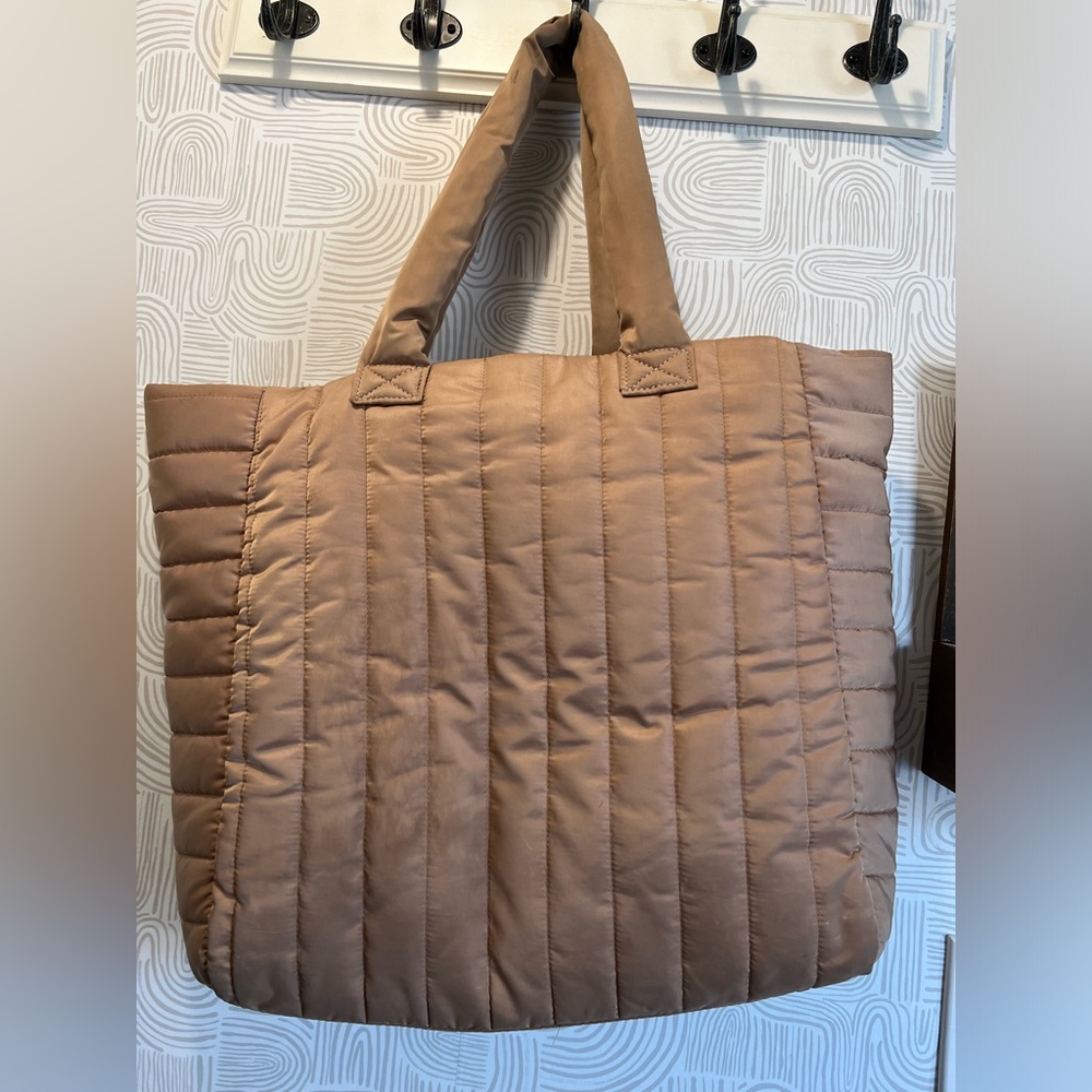 Quilted Tan Tote Bag